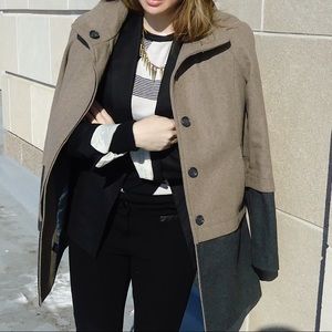 Nine West Colorblock Wool Coat